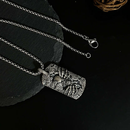 Men's Shield Skull Pattern Sterling Silver Hip Hop Pendants Necklace