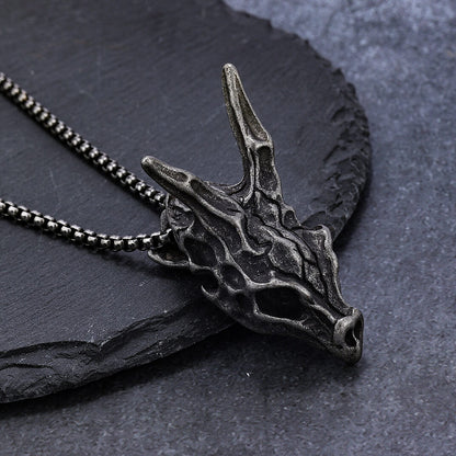 Vintage Dragon Head Skull Bone Stainless Steel Pendant