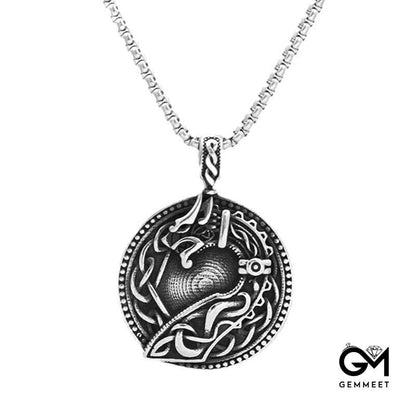 Viking Wolf Head Titanium Steel Necklace