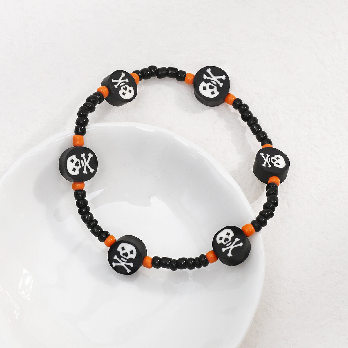 Halloween Punk Design European and American Skull Bone Soft Pottery Rice Beads Beaded Bracelet