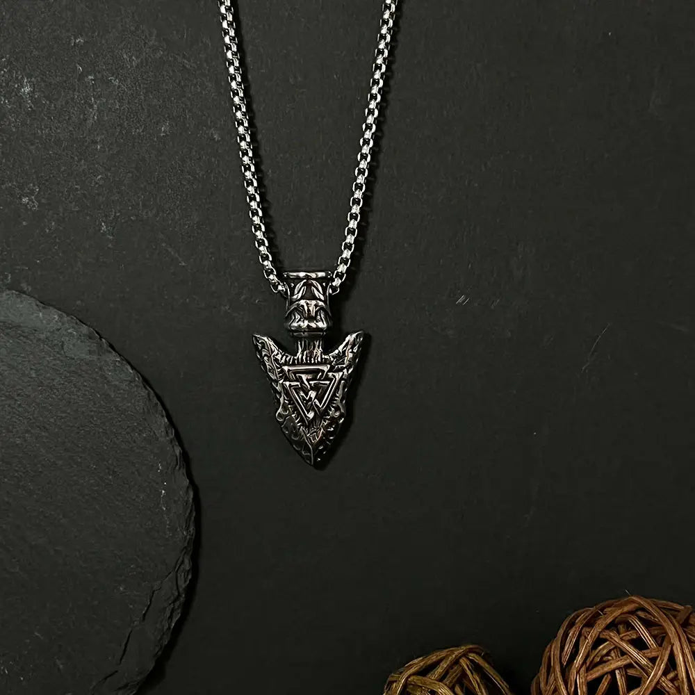 Viking Mythology Viking Rune Arrow Stainless Steel Pendant Necklace