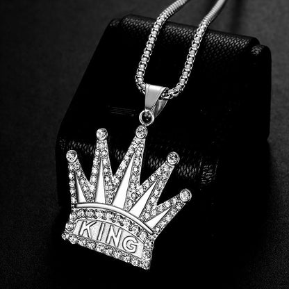 Hip Hop Jewelry Gold Plated Zirconia King Crown Pendant