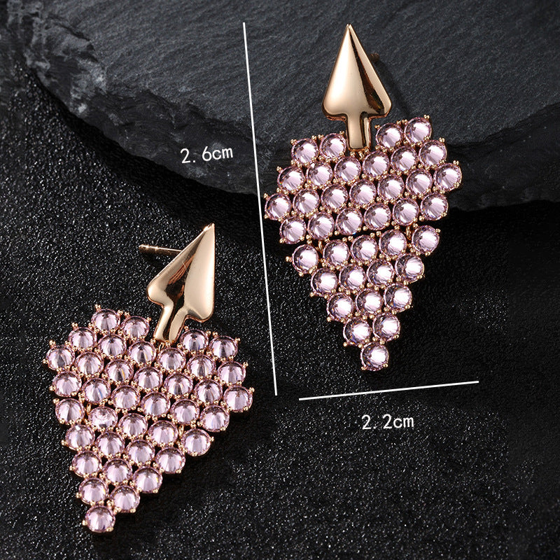 Women's Elegant Pink Heart-shaped Earrings with Zircons