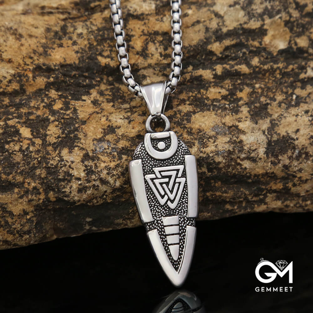 Titanium Steel Viking Arrow Triangle Logo Necklace