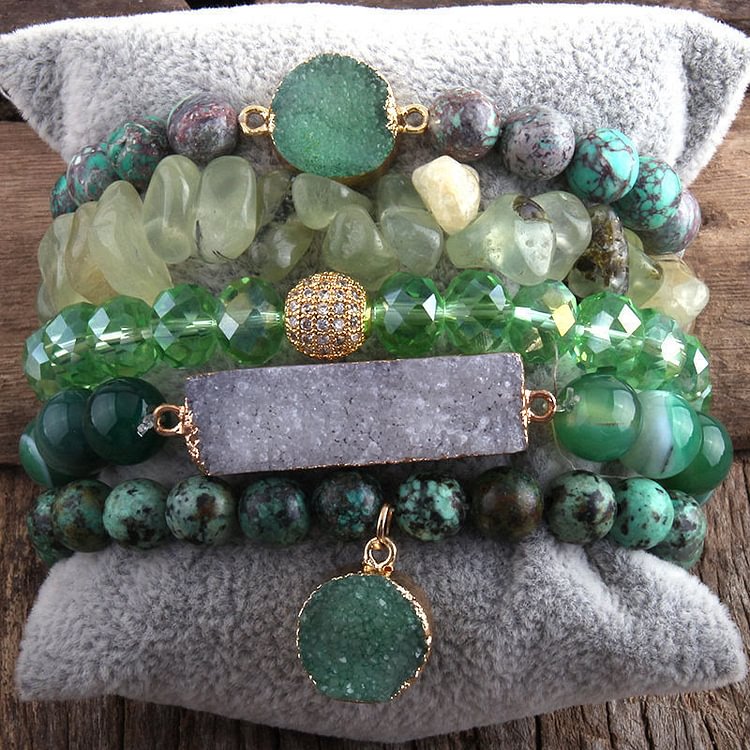 Boho Healing Crystal Multi Beaded Bracelet Set