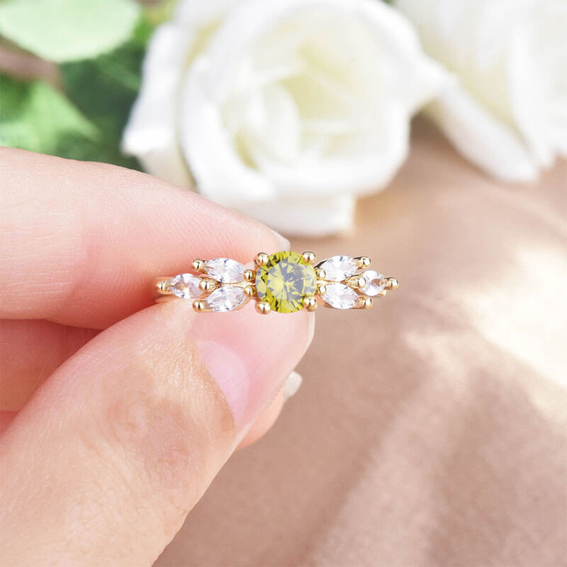 Simple and Fresh Olive Green Small Fragrance Fashion Temperament Diamond Zircon Open Ring