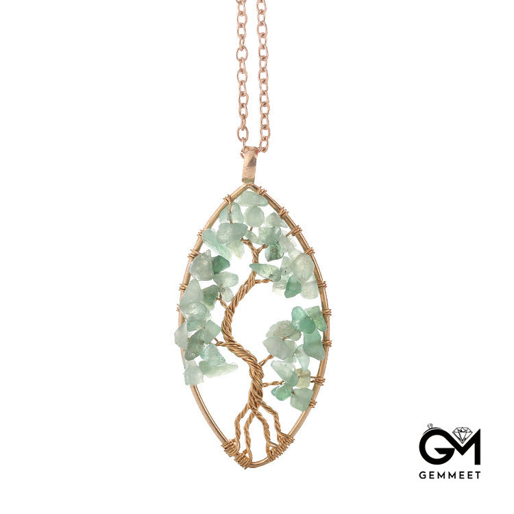 Geometric Crystal Tree of Life Pendant Necklace