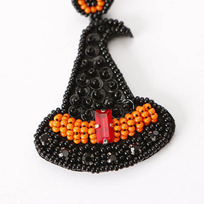 Halloween Hat Earrings Creative Bohemian Rice Beads Ethnic Style Female Models Exaggerated Lightweight Earrings