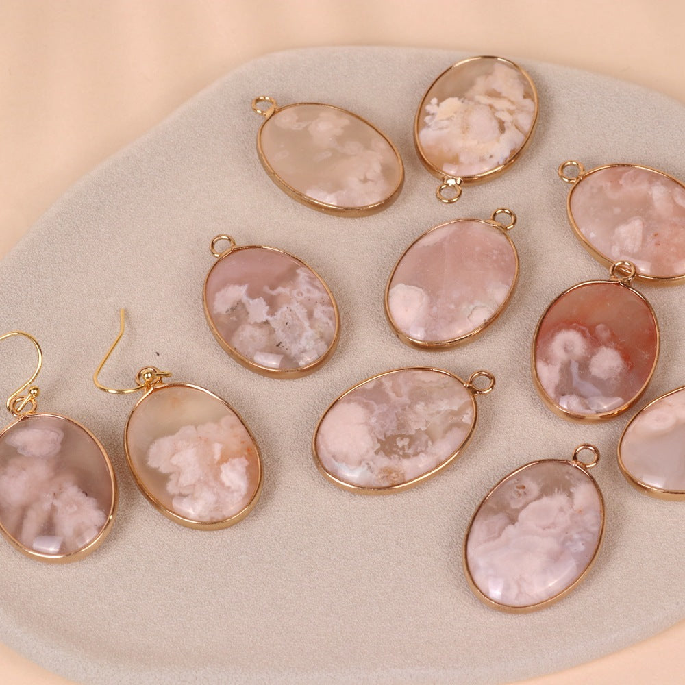 Cherry Stone Oval Pendant Earrings