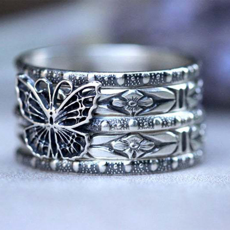 Creative Vintage Ladies Butterfly Five-Piece Ring Set