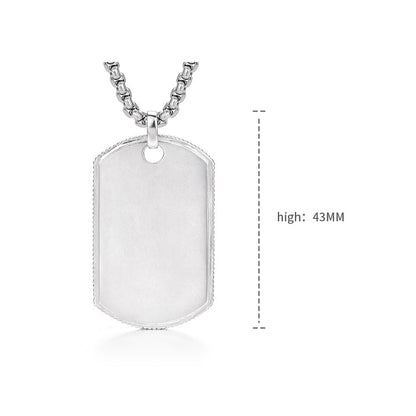 Simple Tag Sterling Silver Pendants Necklace