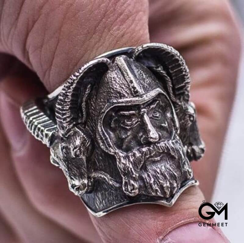 Vintage Viking Sheephead Odin Logo Ring