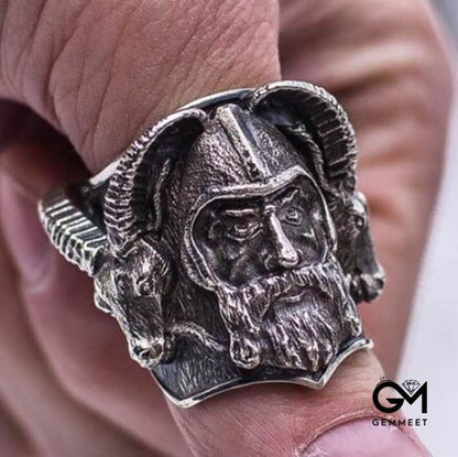 Vintage Viking Sheephead Odin Logo Ring