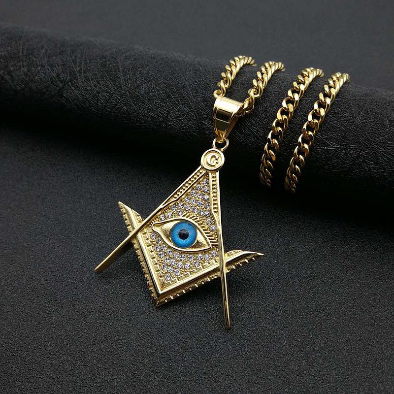 Hip Hop Jewelry Gold Plated Zircon AG Blue Eyes Pendant