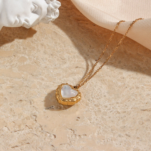 Stainless Steel Gold Shell Love Pendant Necklace