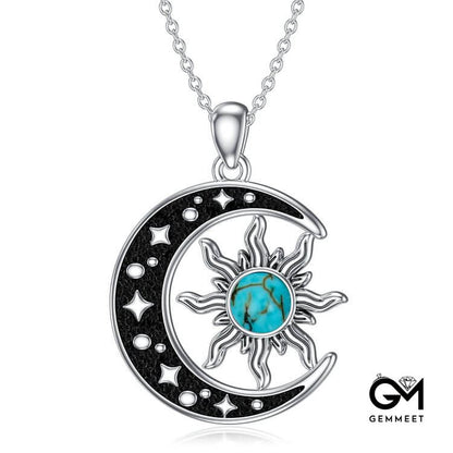 Turquoise Moon Sun Pendant Necklace