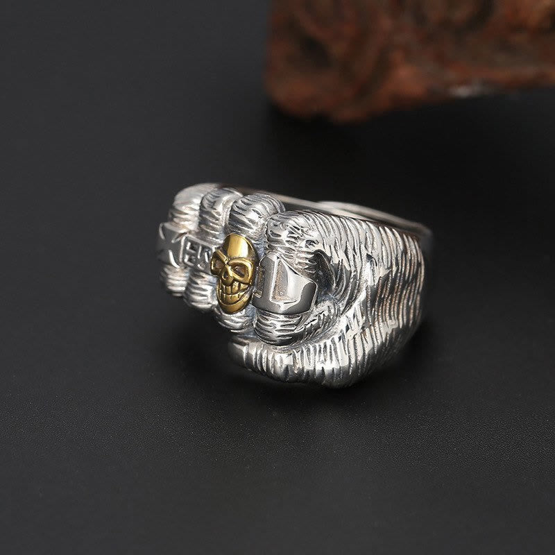 Unisex Punk Fist Skull Ring