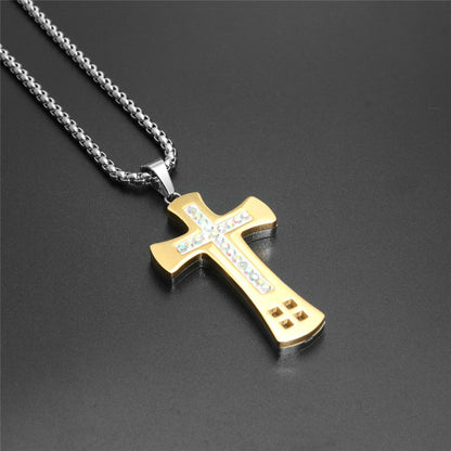 Cross Colored Zircon Punk Pendant