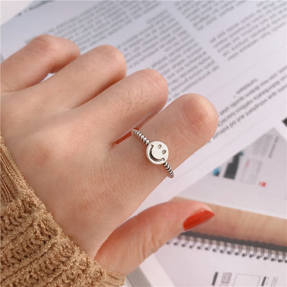 S925 Smile Face Emoji Adjustable Ring