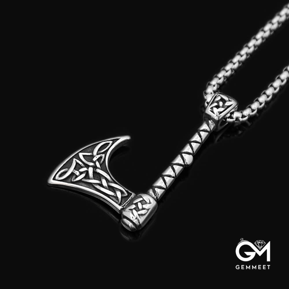 Stainless Steel Axe Pendant Viking Necklace