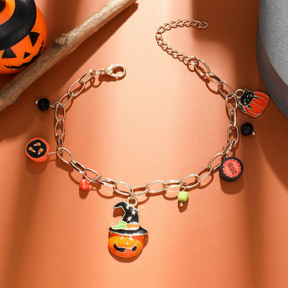 Halloween Funny Cartoon Cute Pumpkin Ghost Skull Pendant Bracelet For Women