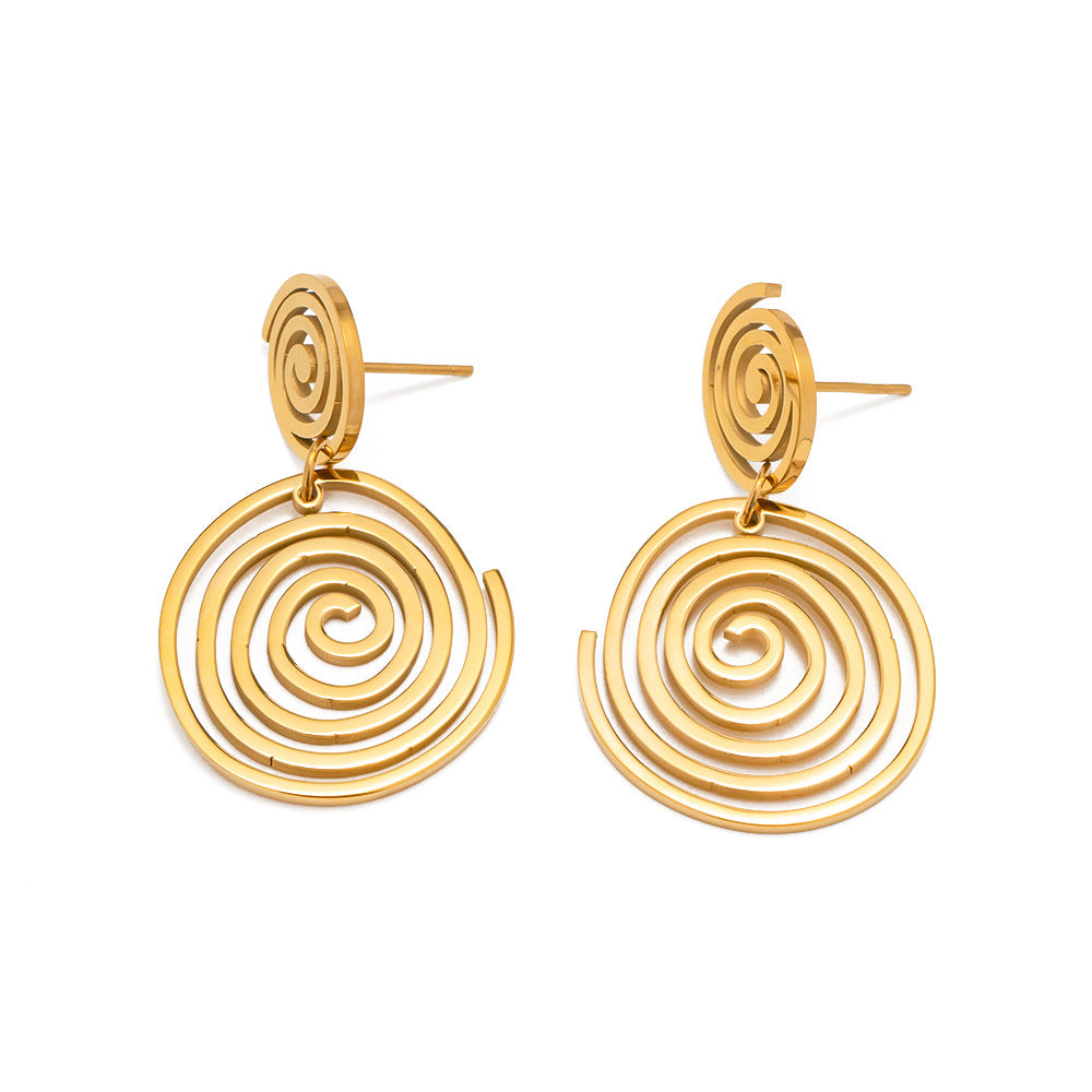 Gold Plated Stainless Steel Pendant Fashion Earrings