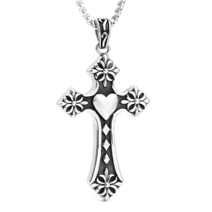 Hip Hop Retro Heart Cross Pendant