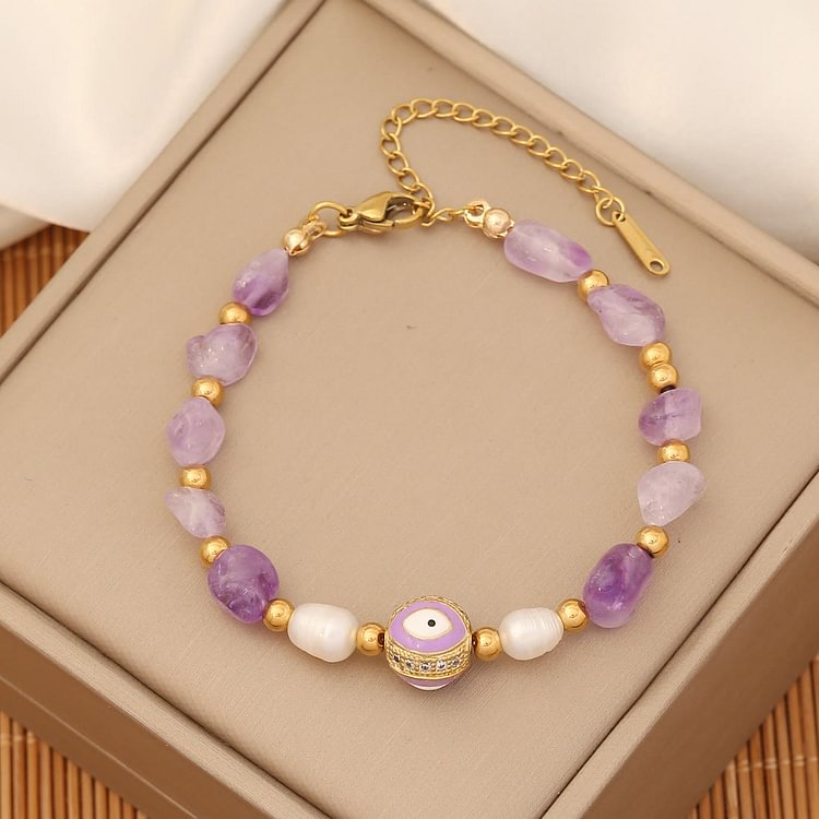 Trendy Natural Stone Evil Eye Bracelet