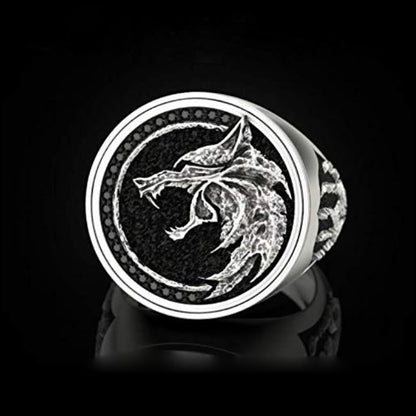 Men's Wolf Stainless Steel Gold Silver Ring