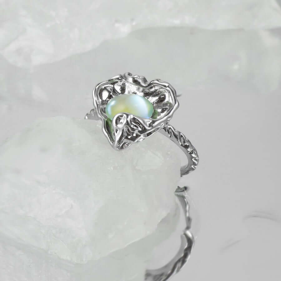 Irregular Heart Shape Moonstone Ring