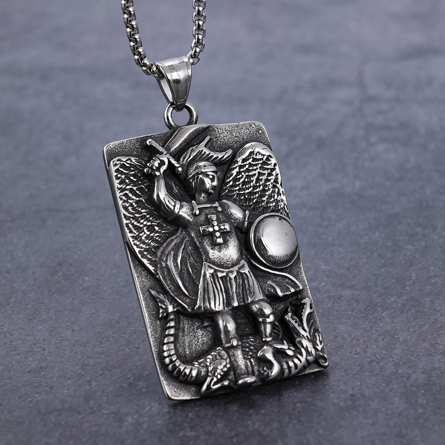 Angel Knight Dragon Slayer Stainless Steel Pendant