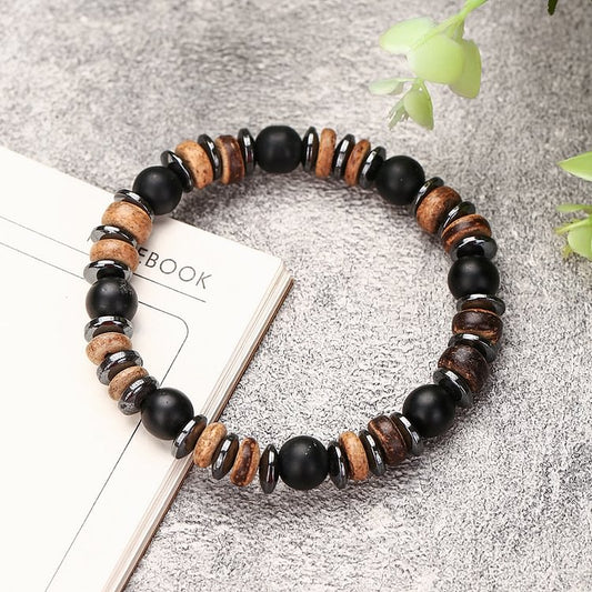 Black Onyx Hematite Bronzite 8mm Beaded Bracelet