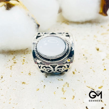 Fashion Large Moonstone Filigree Ring