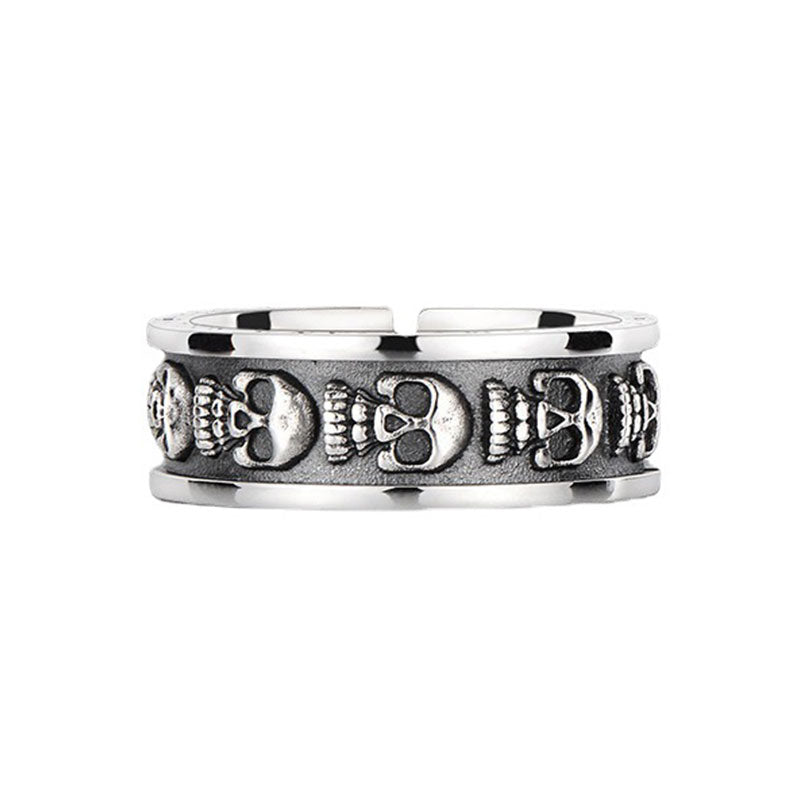 Skull Totem Adjustable Punk Band Ring