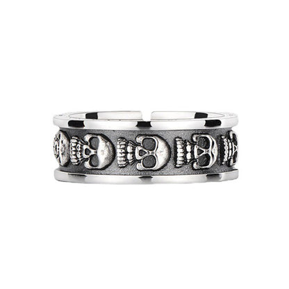 Skull Totem Adjustable Punk Band Ring