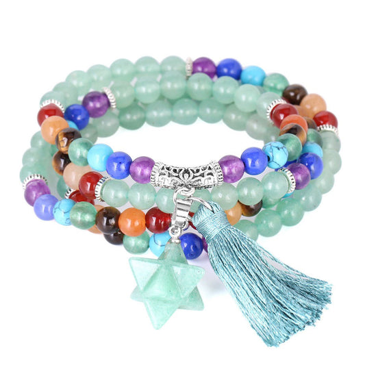 Seven Colored Stone Bead Bracelet