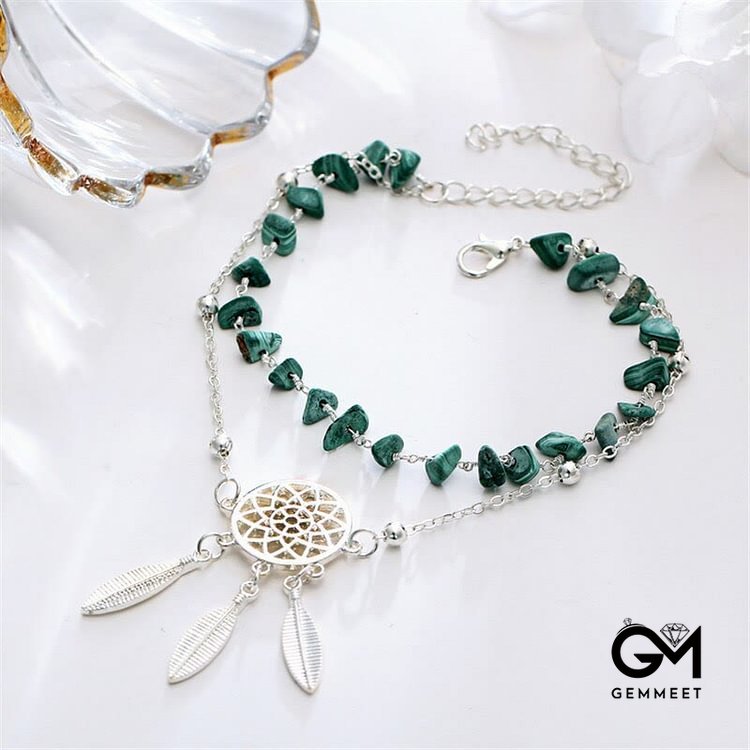 Malachite Gravel String Bracelet Anklet