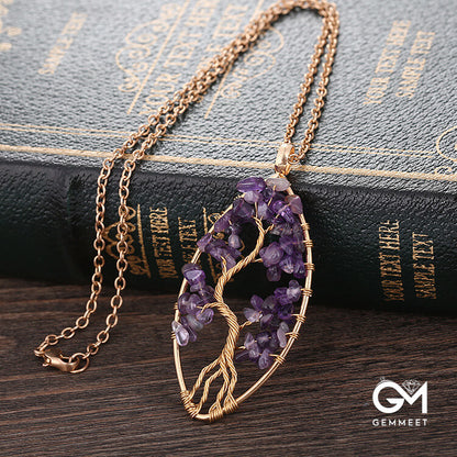 Irregular Crystal Tree of Life Pendant Necklace