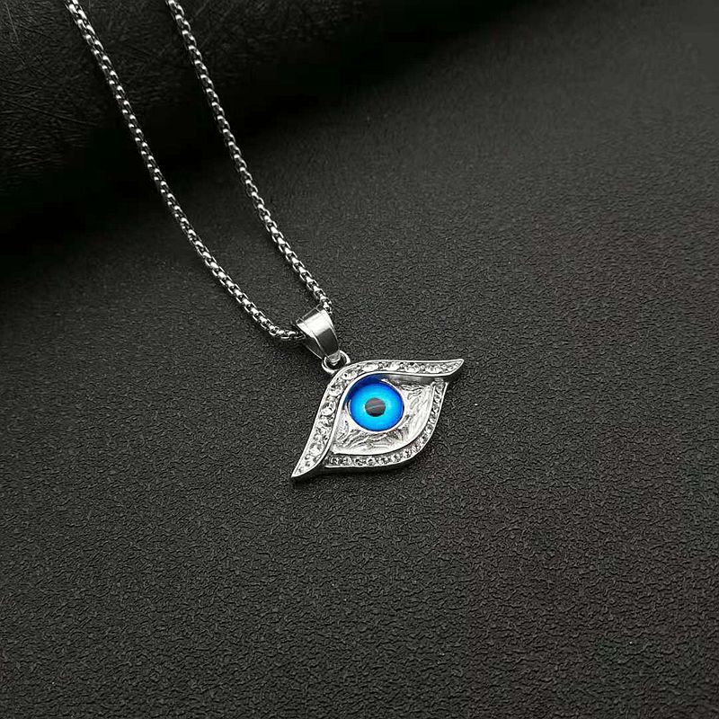 Hip Hop Jewelry Gold Plated Zirconia Blue Eyes Pendant