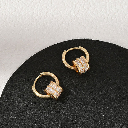 Zircon Inlaid Rotatable Earrings