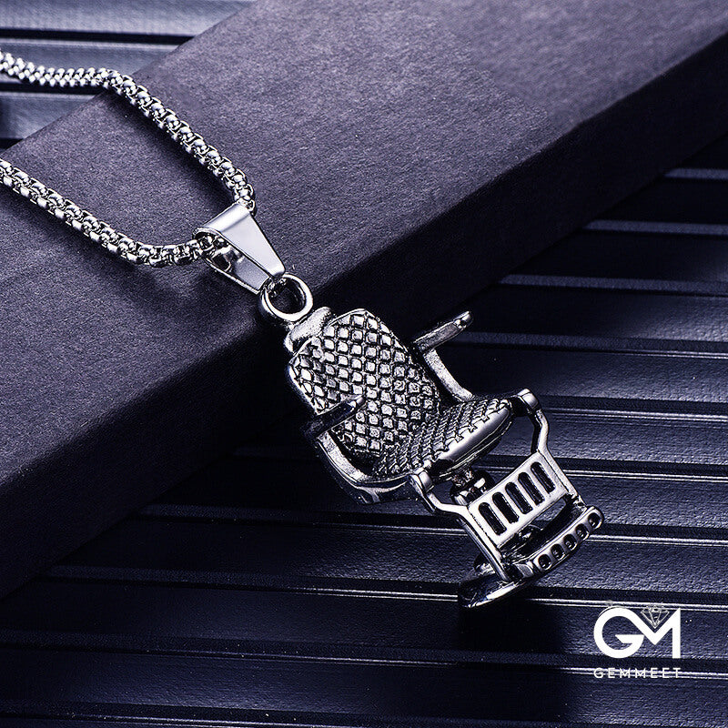 Rocking Stainless Steel Barber Seat Pendant Necklace