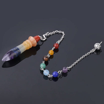 Seven Color Stone Round Rainbow Pendant