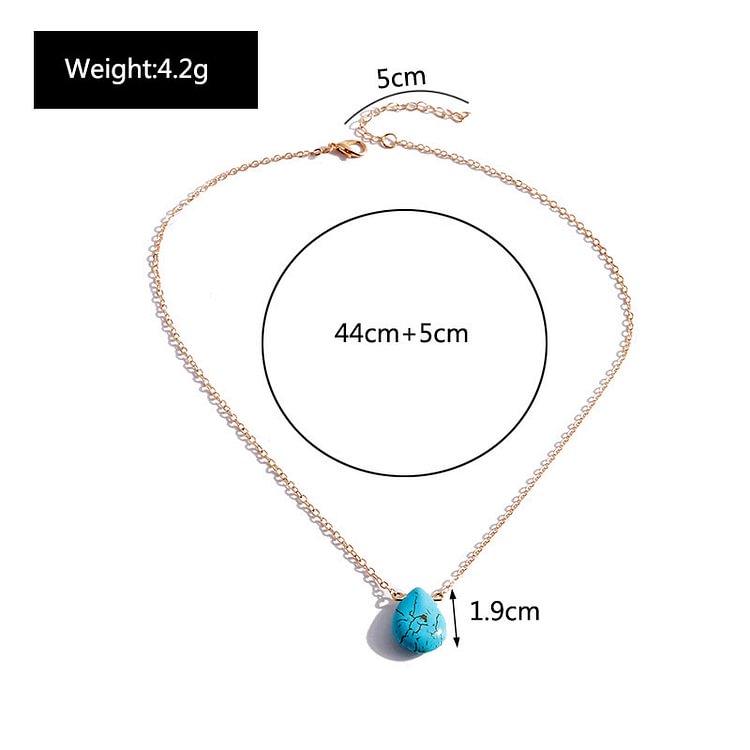 Turquoise Drop Shape Pendant Simple Collarbone Necklace