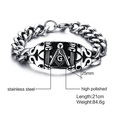 Masonic Titanium Steel Vintage Black Bracelet