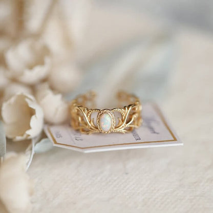 Opal Vintage Open Adjustable Gold Ring