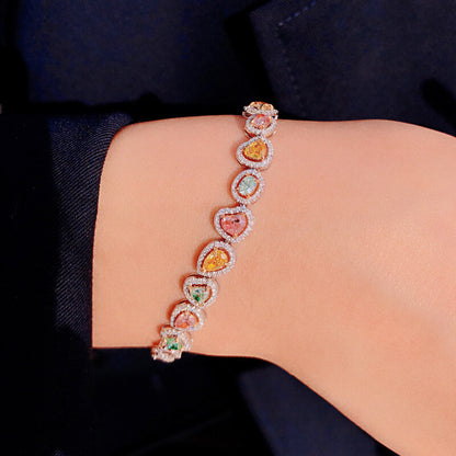 Luxurious High-end Full-diamond Bracelet Candy-style Irregular Micro-inlaid Colorful Treasure Bracelet