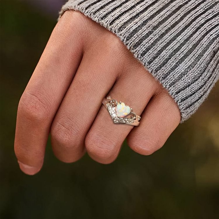 "Peace of Mind" Heart Crown Opal Ring