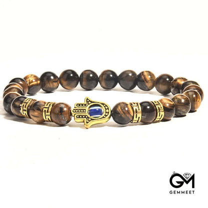 Hamsa Hand Tiger Eye String Bracelet