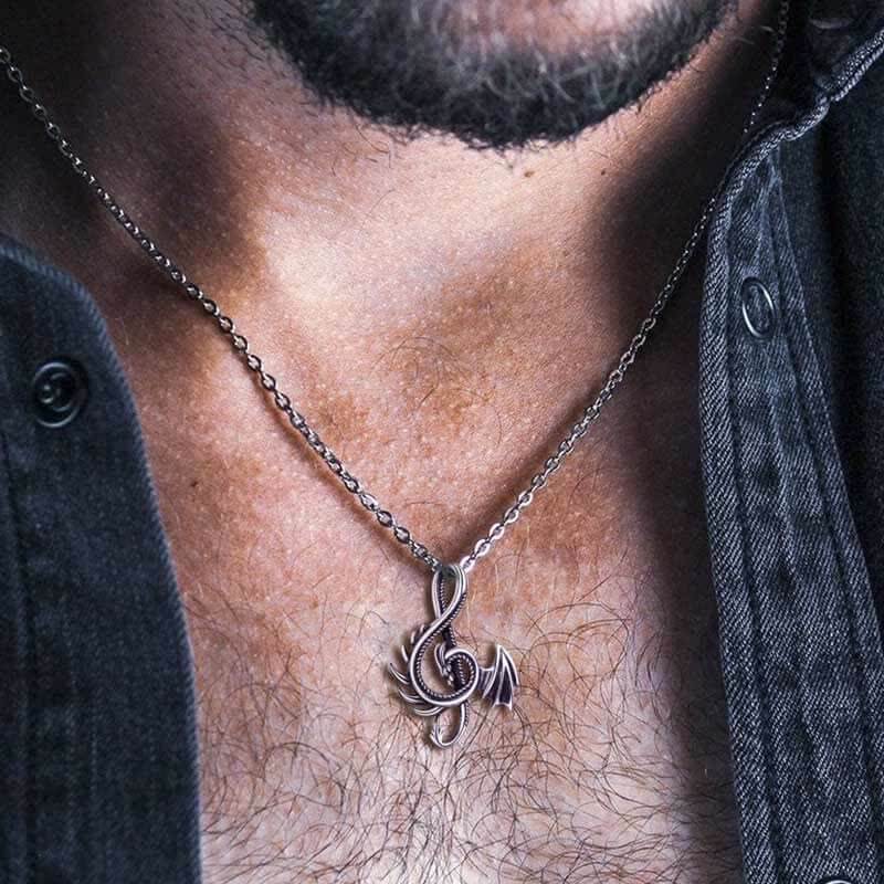 ''Always Be Yourself'' Men's Dragon Necklace