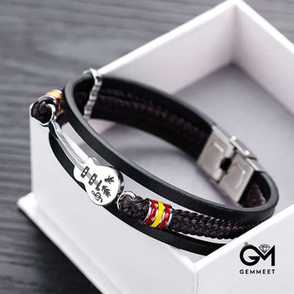 Men's Musician Guitar Leather Bracelet